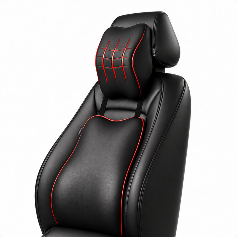 Universal Fit: Equipped with adjustable elastic straps and secure buckles, this combo easily attaches to almost any car seat, SUV, truck, or even an office chair.