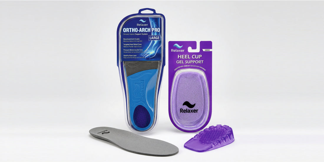 Gel heel cup vs orthotic insole comparison — Relaxer heel pain