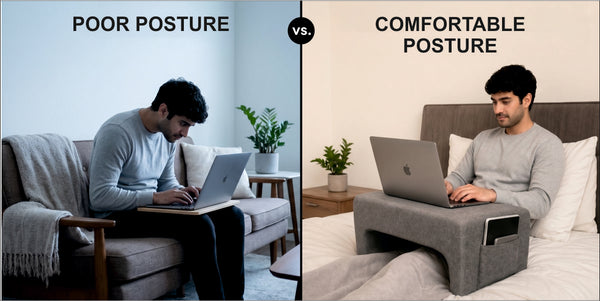 Lap desk WFH sofa couch posture hurting — Relaxer ergonomics