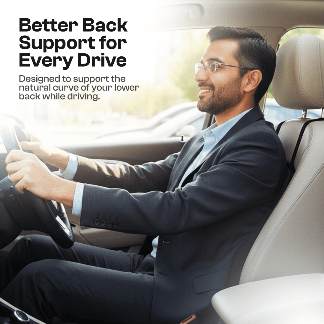 Relaxer Car Back Seat Rest | Lumbar Support Cushion | Ergonomic Driving Comfort