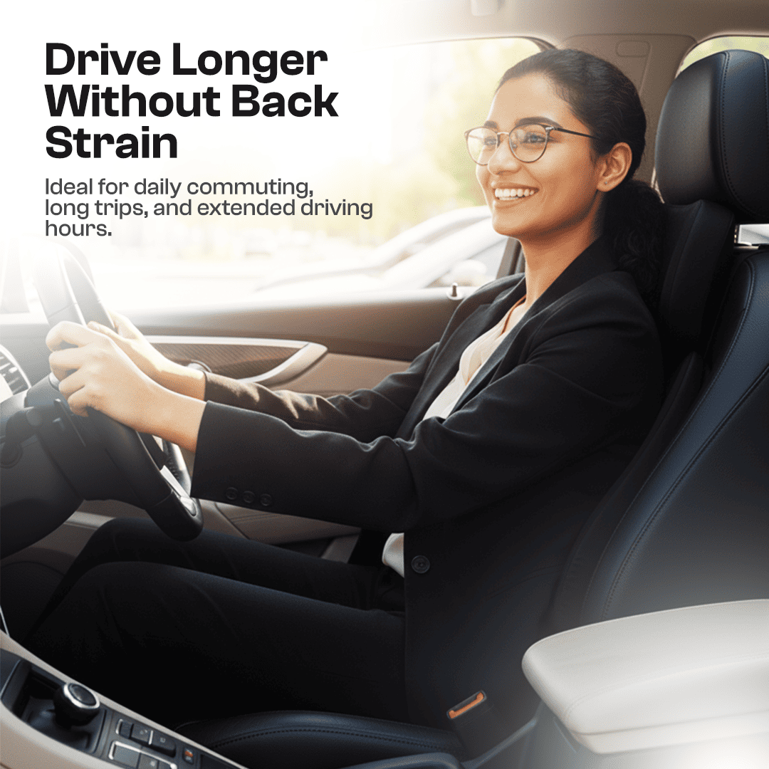 Relaxer Car Back Seat Rest | Lumbar Support Cushion | Ergonomic Driving Comfort