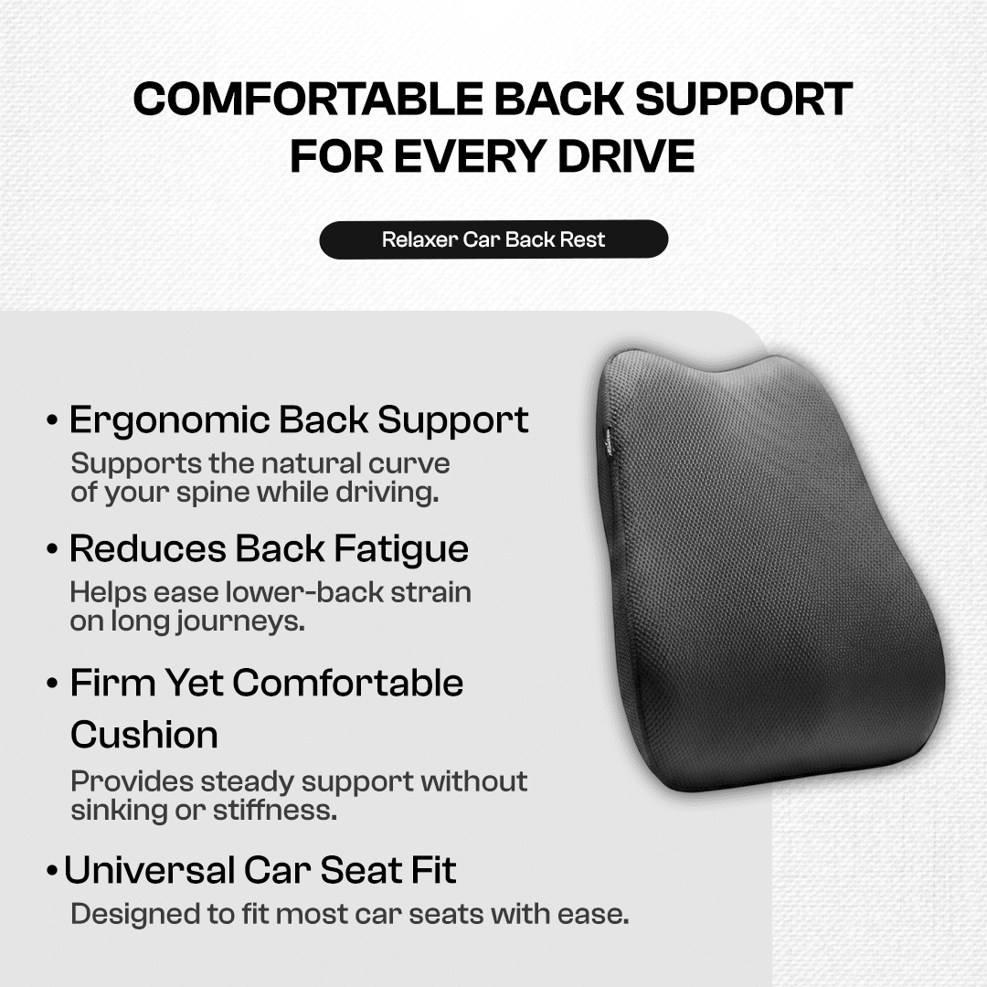 Relaxer Car Back Seat Rest | Lumbar Support Cushion | Ergonomic Driving Comfort