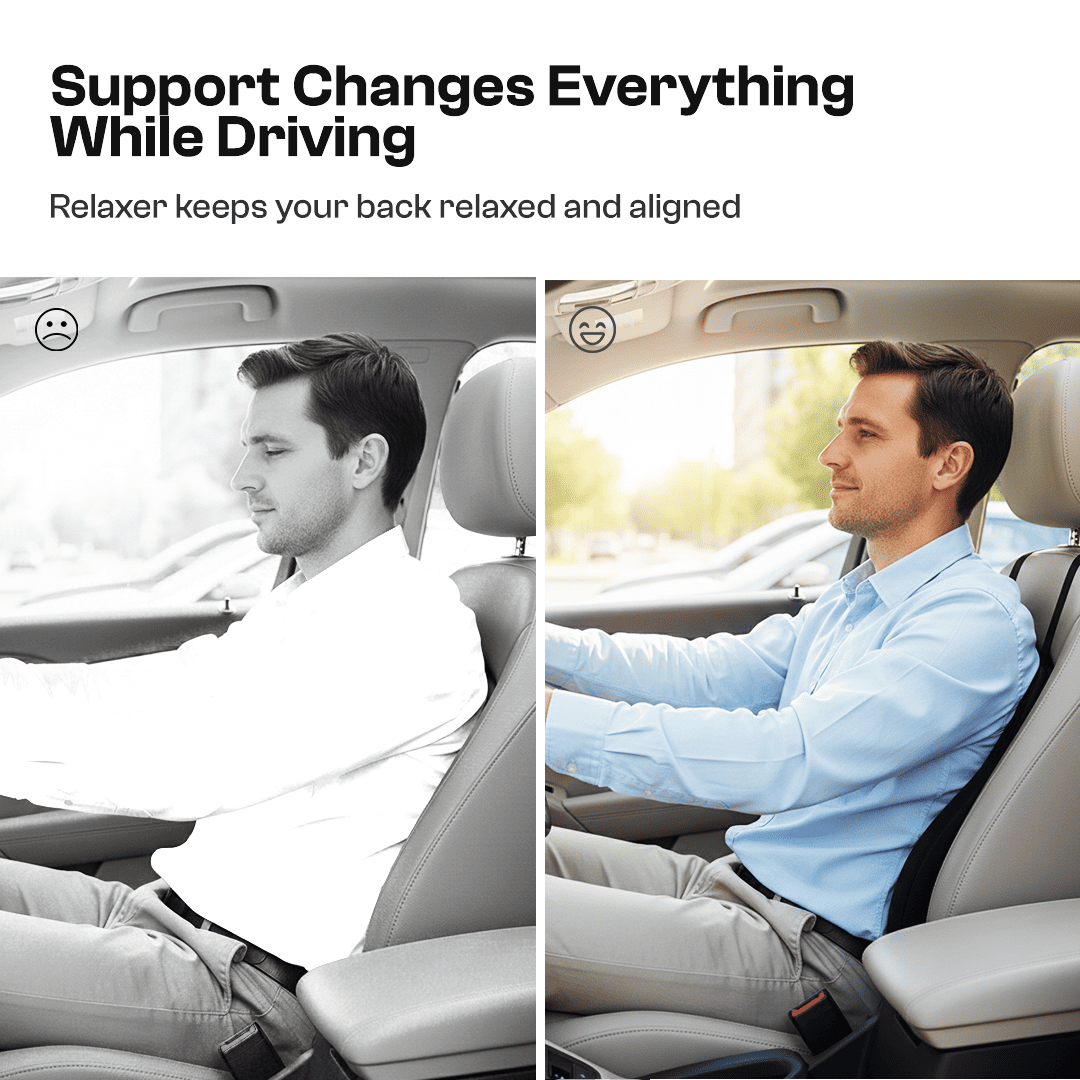 Relaxer Car Back Seat Rest | Lumbar Support Cushion | Ergonomic Driving Comfort