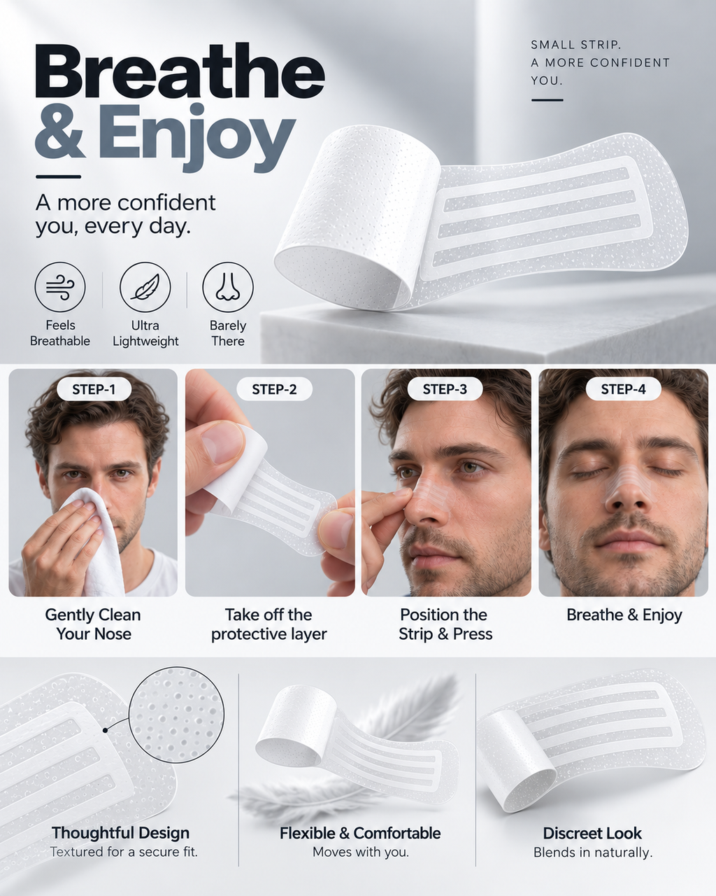 Adult Nasal Strip for Better Breathing, Snoring Reduction & Nasal Airflow Support Relaxer