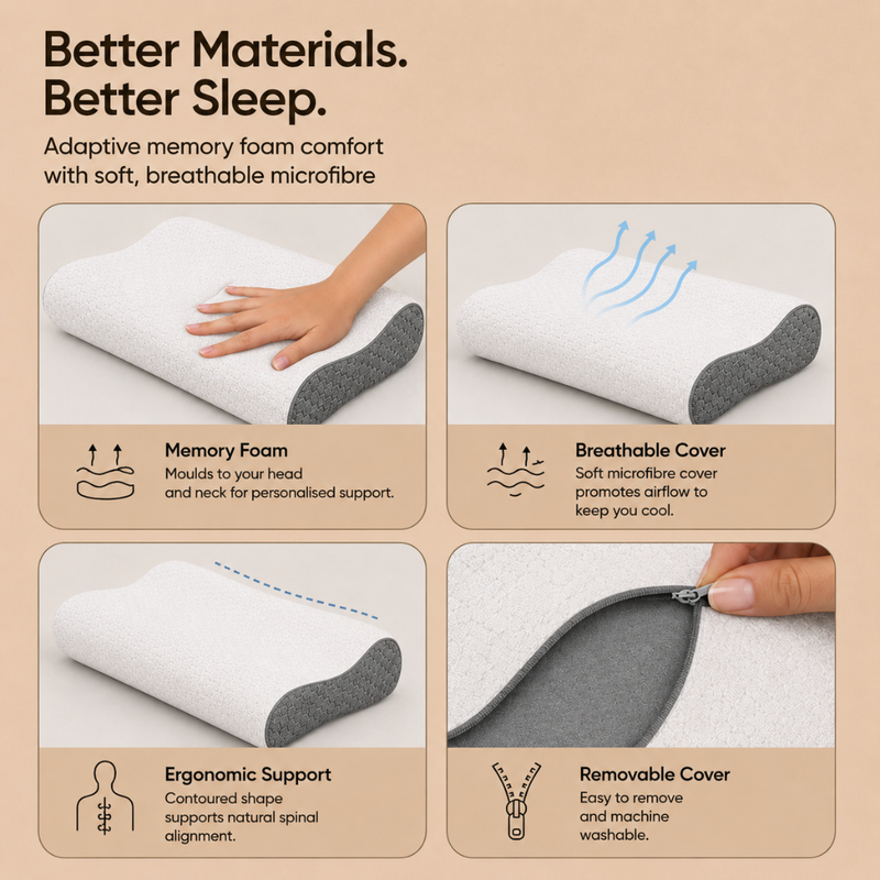 Scientific Neck & Spine RealignmentSay goodbye to waking up with a stiff neck and tight shoulders. This contour pillow features a scientifically engineered wave profile designed to cradle the head while supporting the cervical spine. By maintaining the correct orthopedic alignment of your neck and head, it minimizes muscle strain and promotes healthy breathing patterns throughout the night.