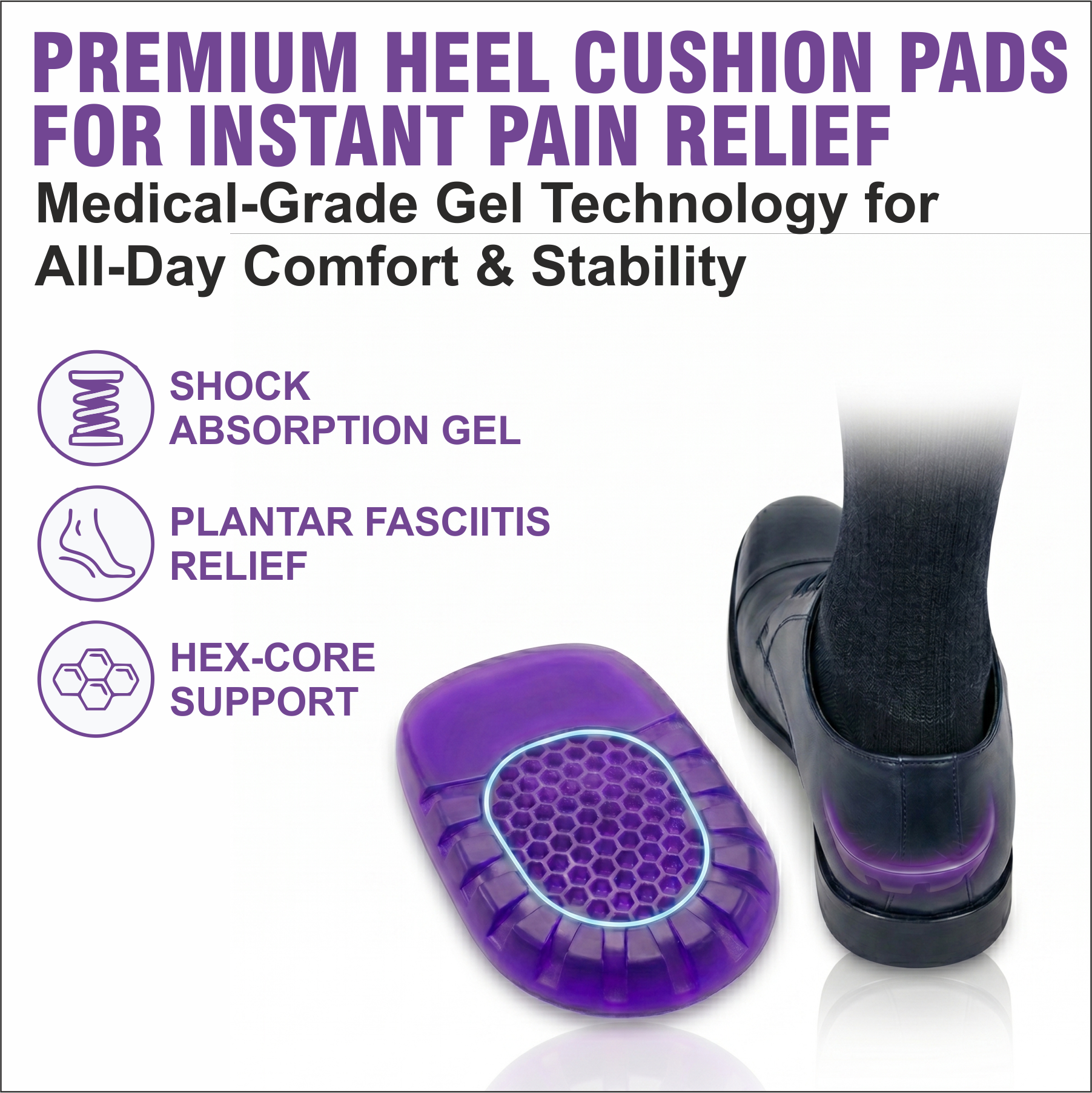 Orthopedic Gel Heel Pads for Heel Pain Relief & Comfort
