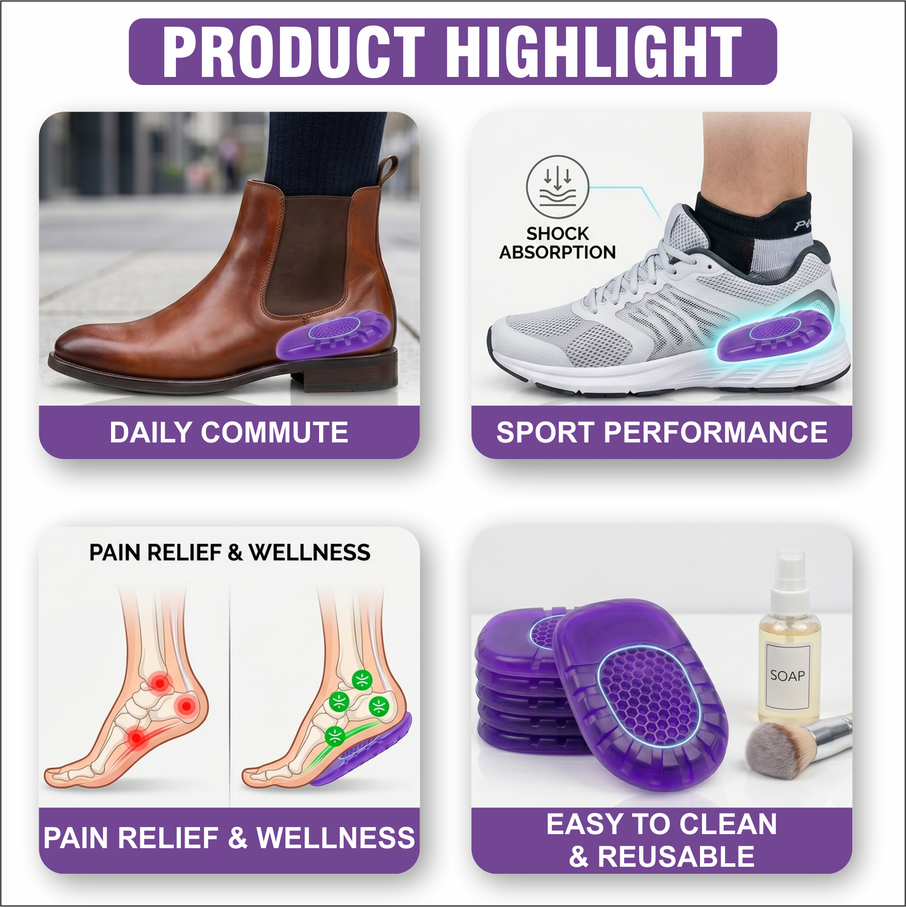 Orthopedic Gel Heel Pads for Heel Pain Relief & Comfort