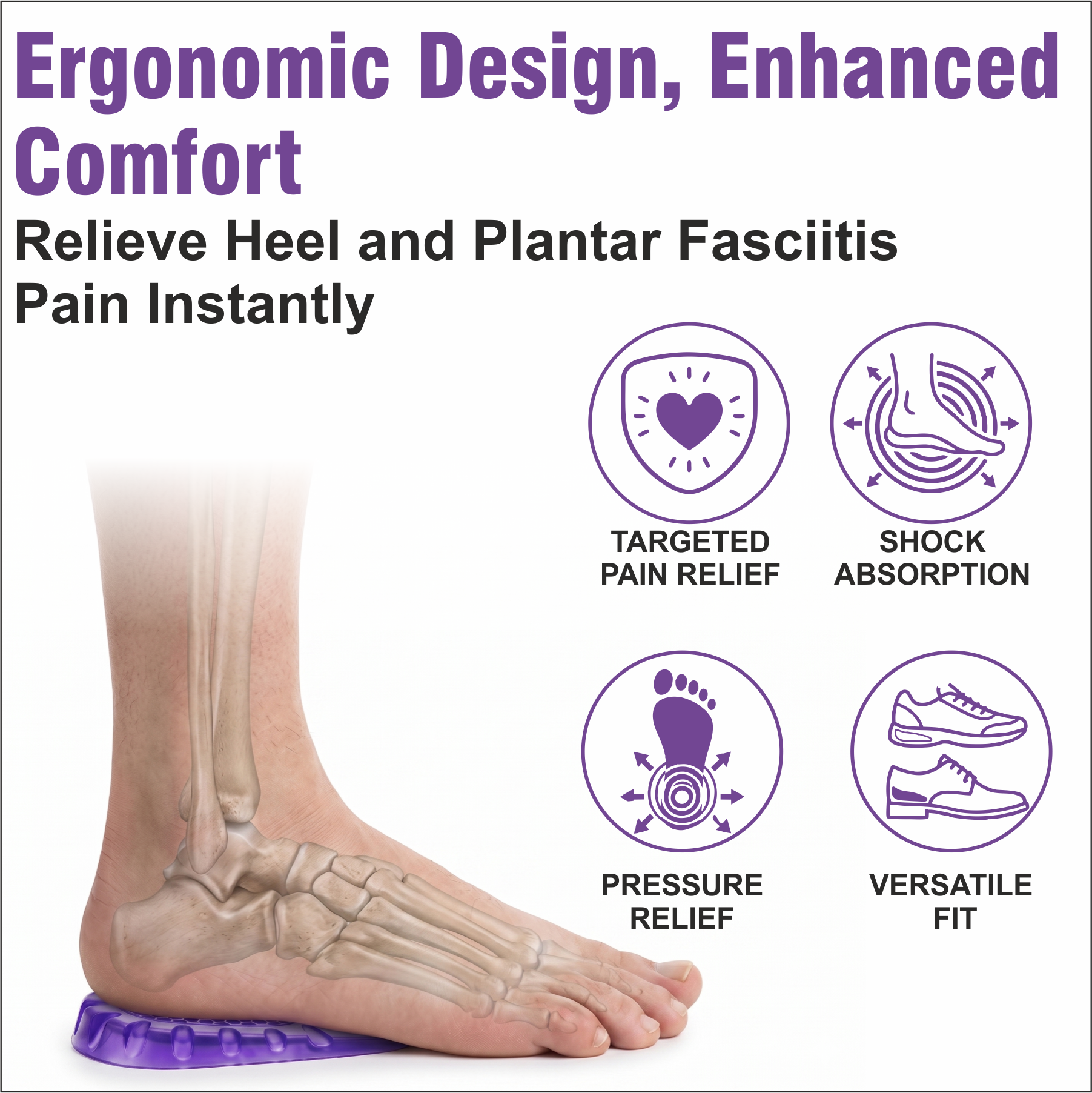 Orthopedic Gel Heel Pads for Heel Pain Relief & Comfort