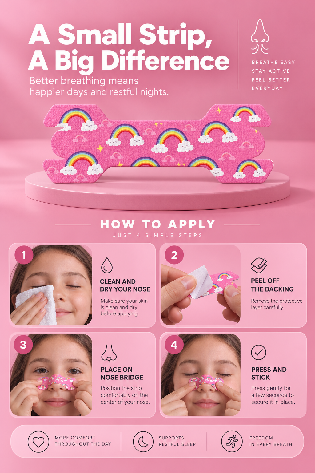 Kids Nasal Strip for Better Breathing, Nasal Airflow Support & Sleep Comfort Relaxer