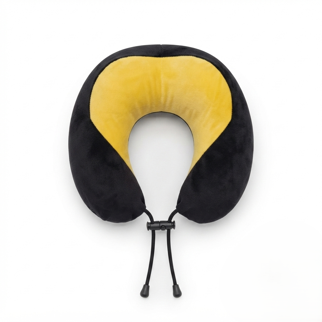Memory Foam Travel Neck Pillow with Adjustable Drawstring Relaxer