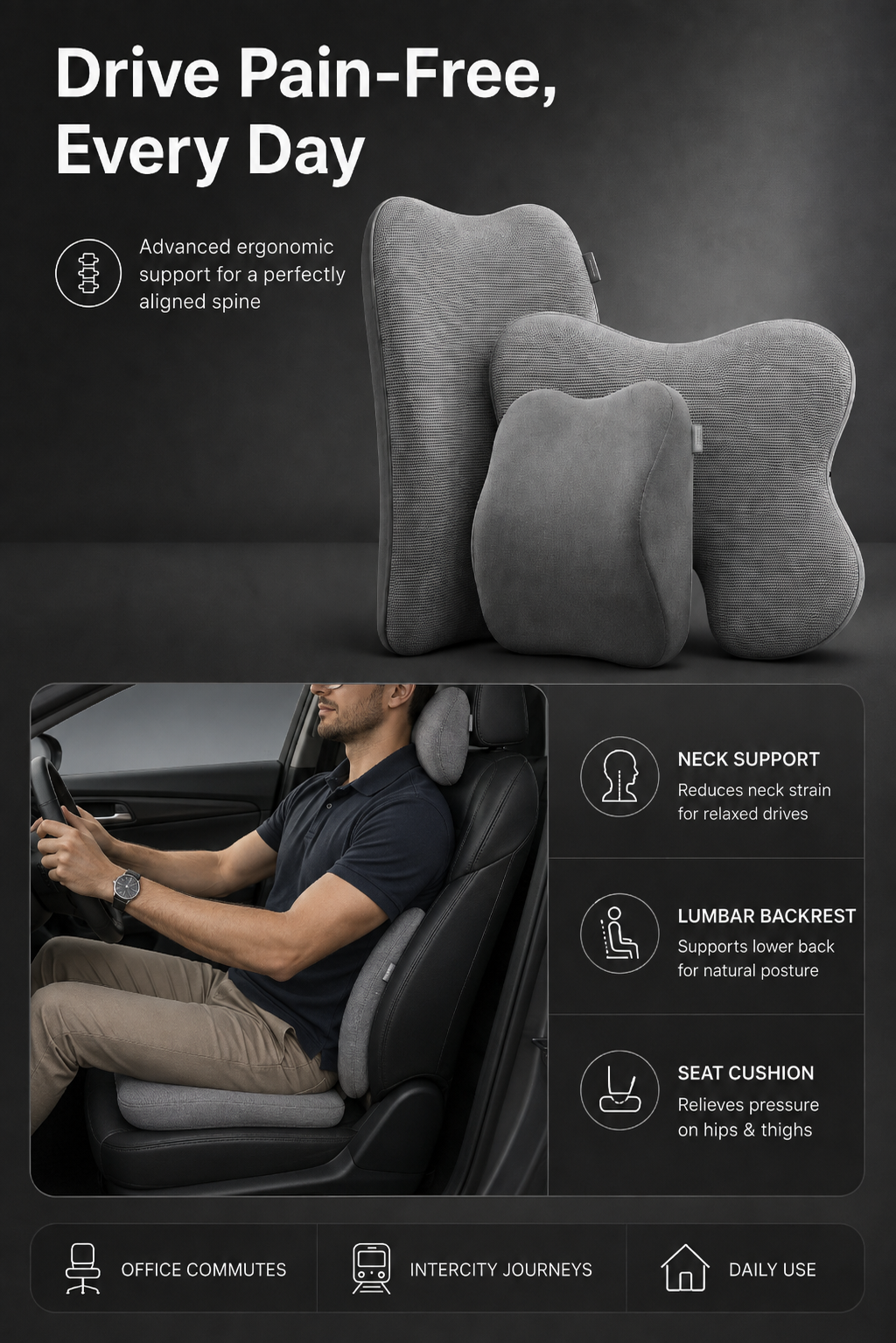 Orthopedic Car Comfort Combo for Neck & Back Support Relaxer