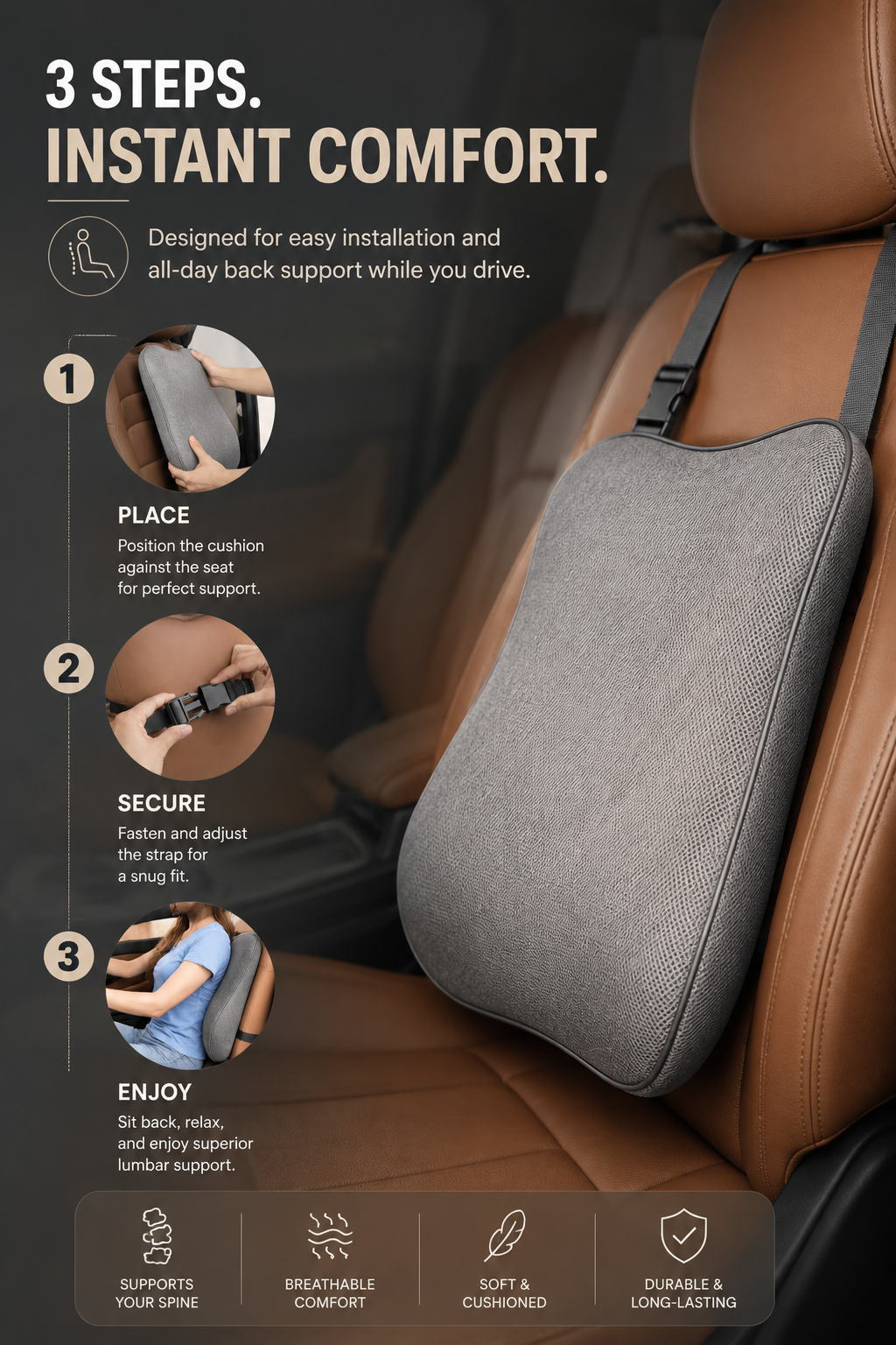 Orthopedic Car Lumbar Support for Back Pain Relief Relaxer