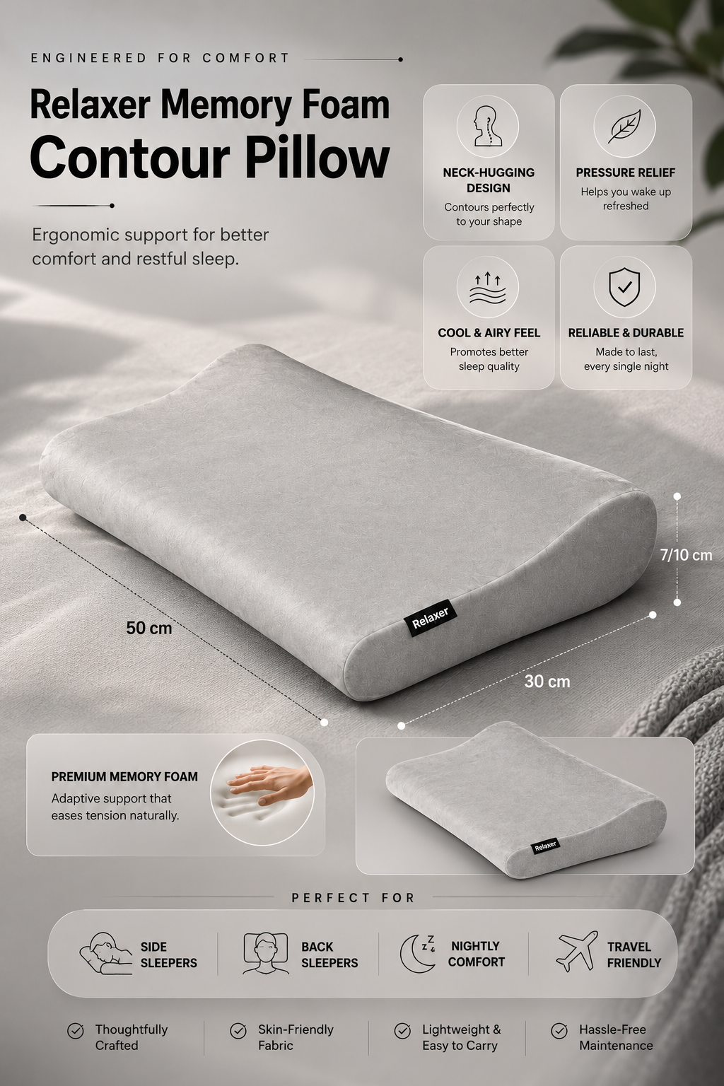 Orthopedic Contour Pillow for Neck & Shoulder Support Relaxer