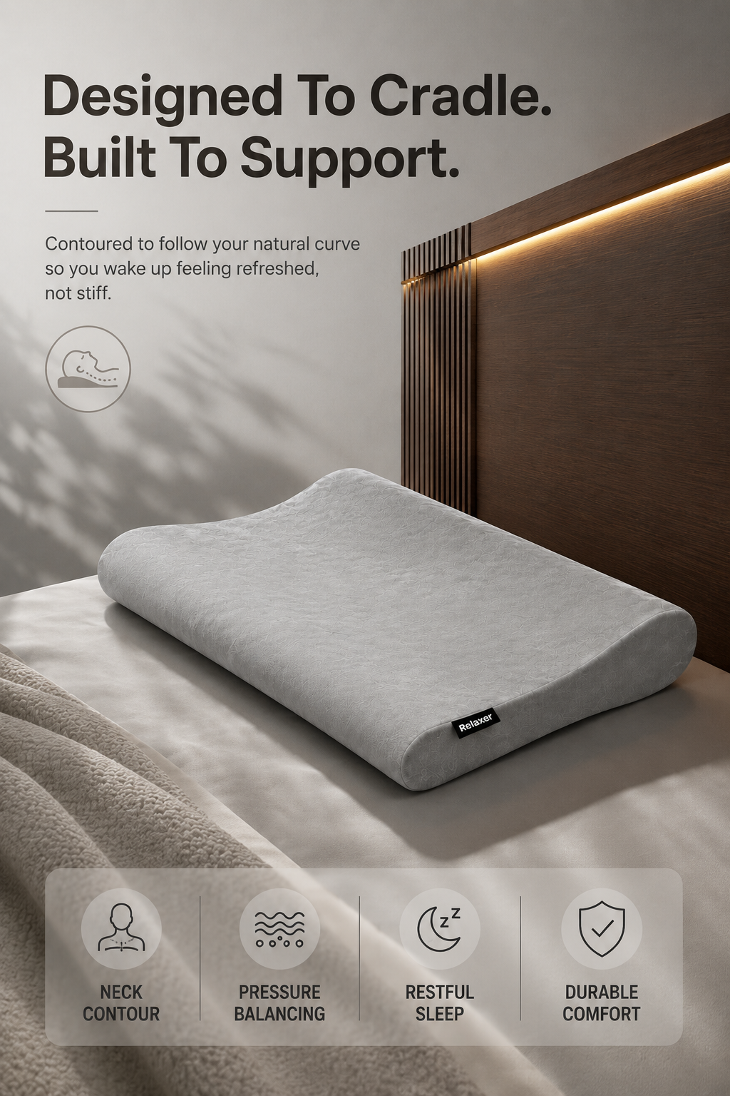 Orthopedic Contour Pillow for Neck & Shoulder Support Relaxer