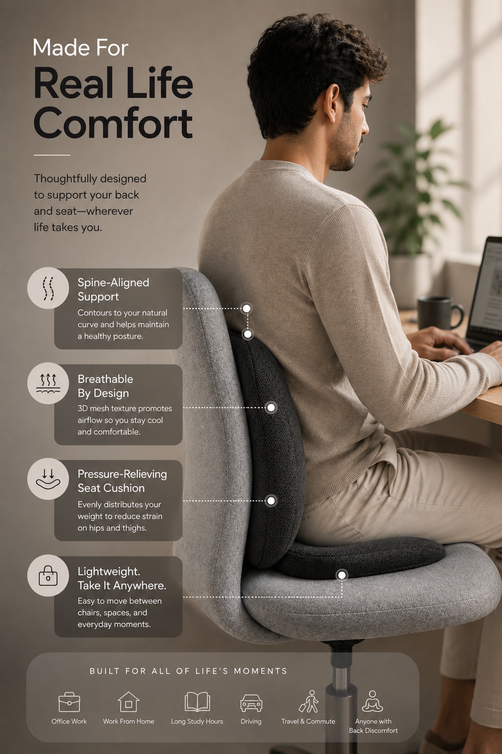 Orthopedic Ergonomic Support Bundle for Daily Comfort Relaxer