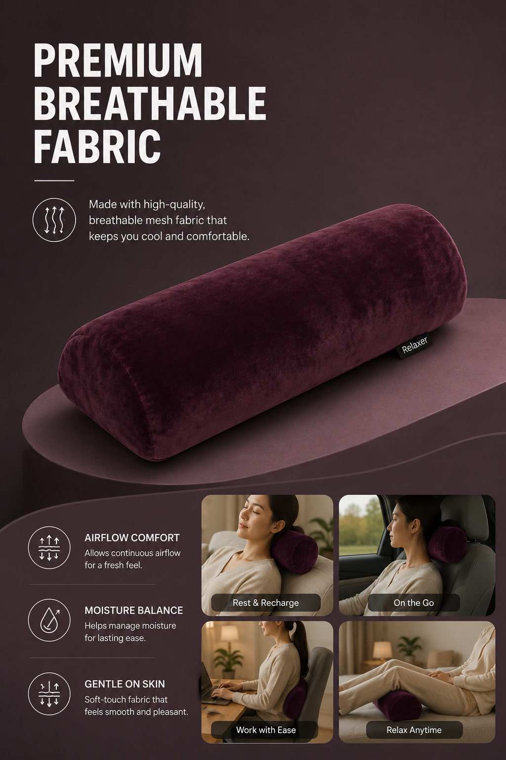 Orthopedic Half Moon Pillow for Neck, Back & Leg Support Relaxer