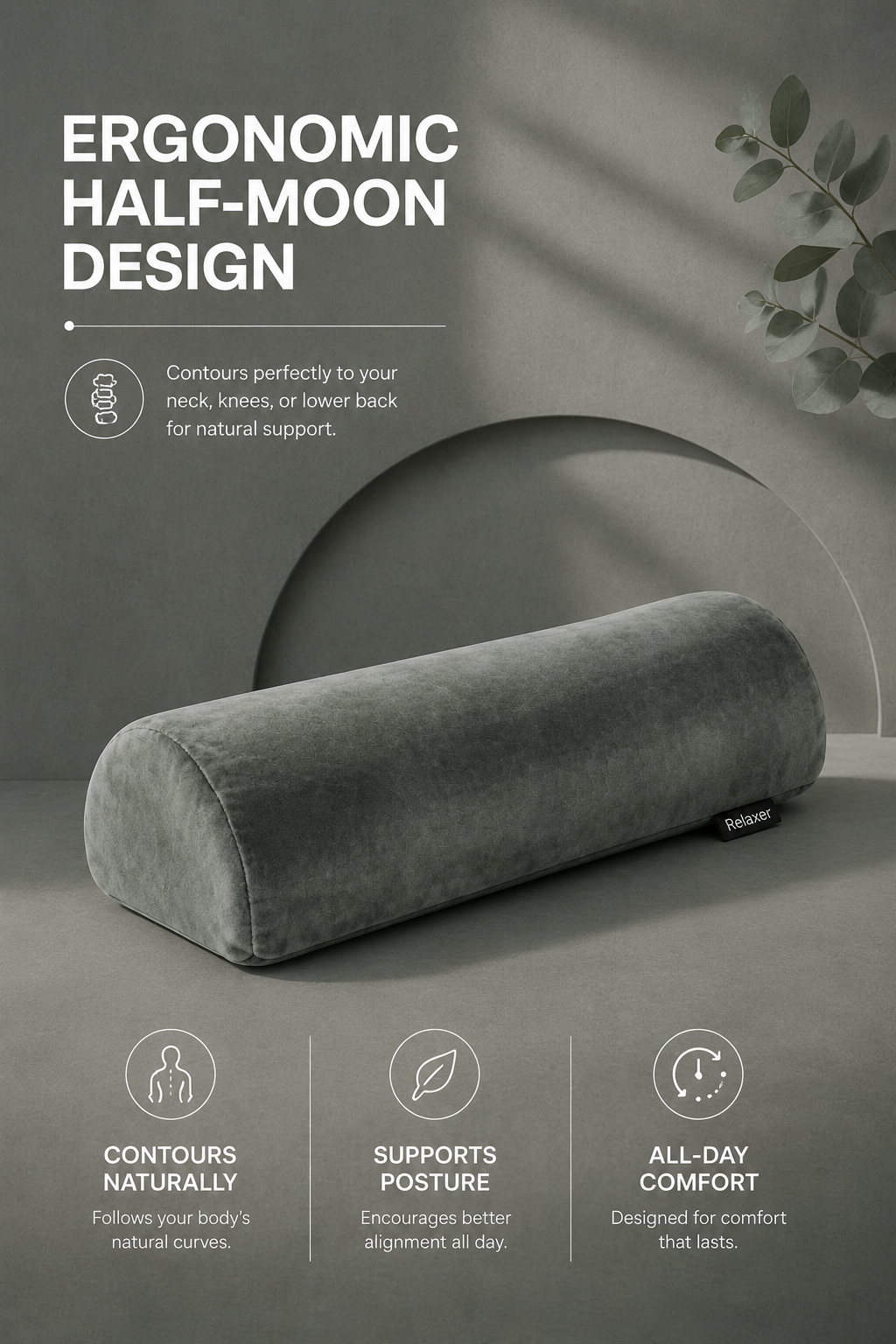 Orthopedic Half Moon Pillow for Neck, Back & Leg Support Relaxer