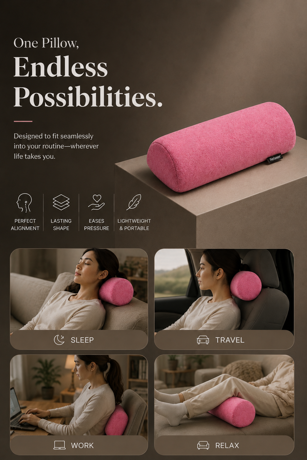 Orthopedic Half Moon Pillow for Neck, Back & Leg Support Relaxer