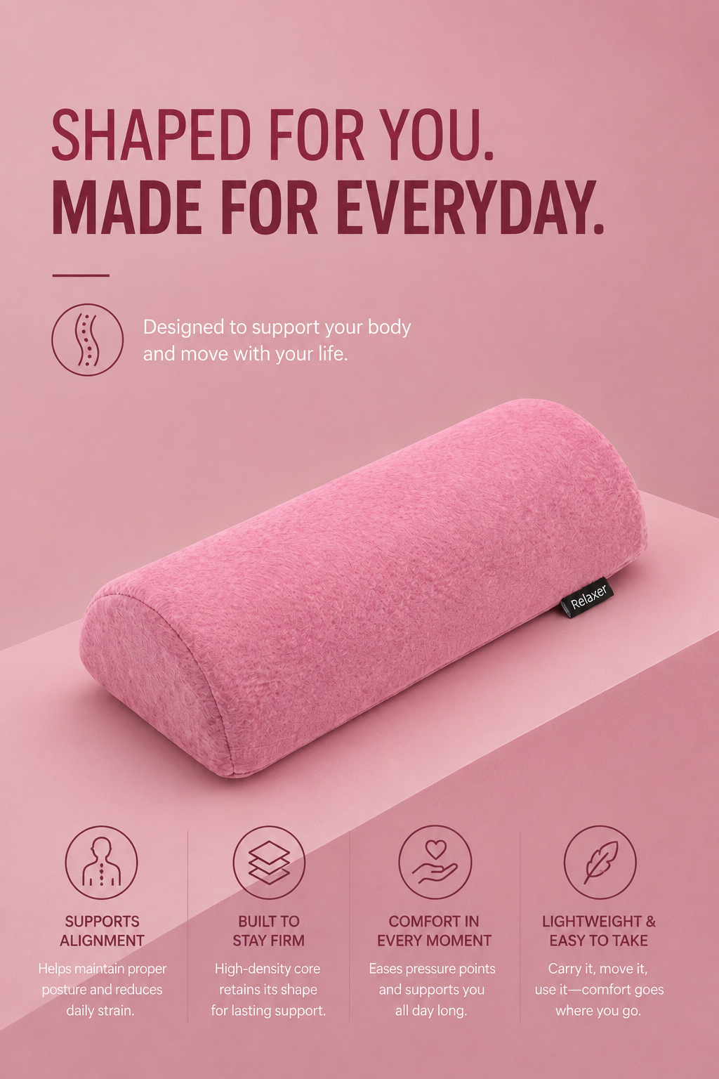 Orthopedic Half Moon Pillow for Neck, Back & Leg Support Relaxer