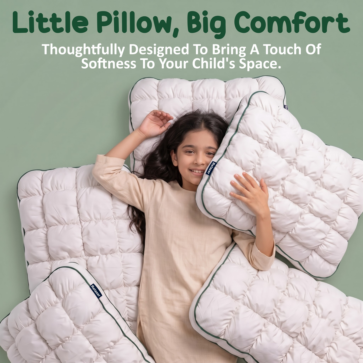 Orthopedic Kids Plush Pod Pillow for Side, Back & Stomach Sleepers | Ultra-Soft Quilted Cushion for Sleeping & Relaxation Relaxer