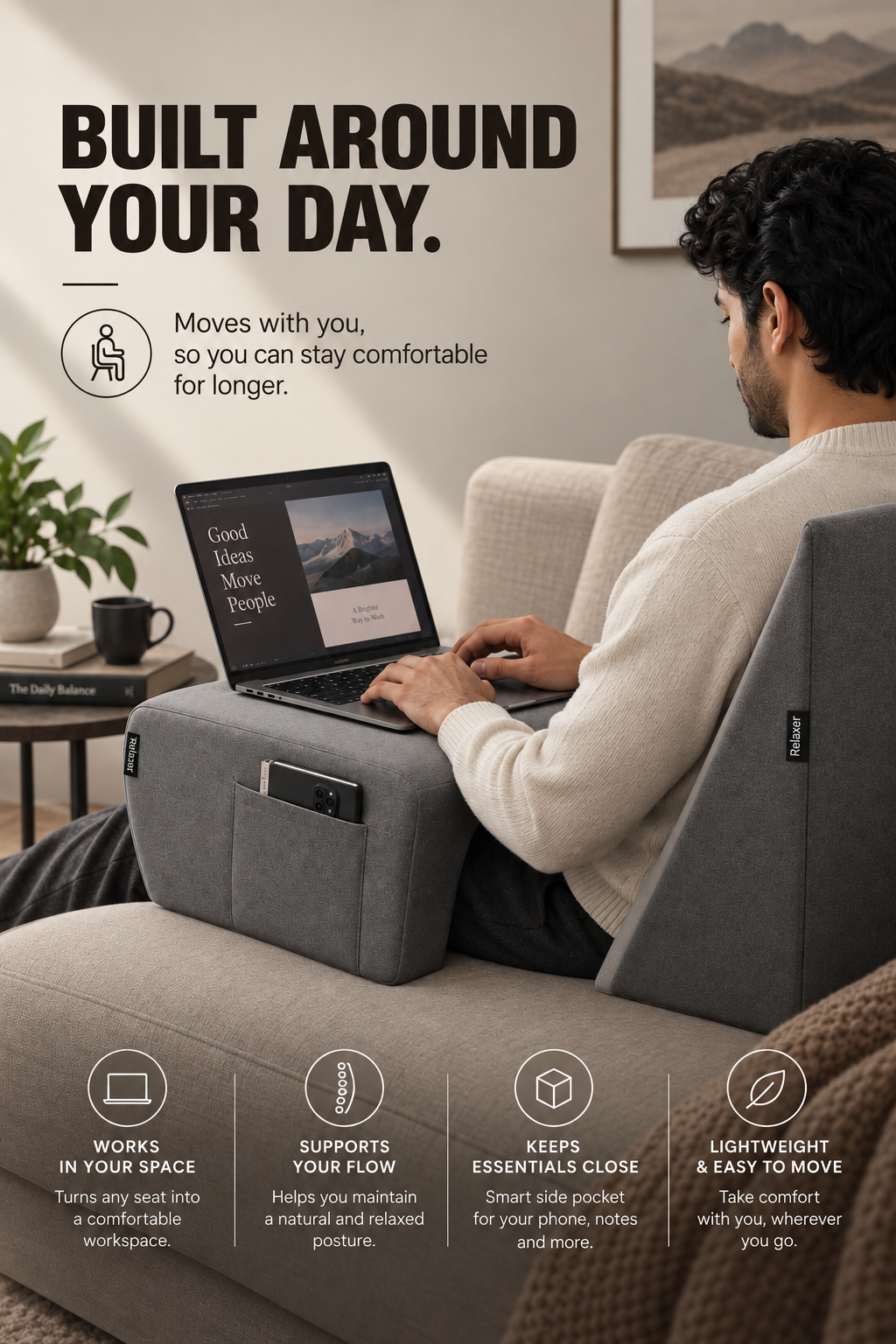 Orthopedic Lap Desk Pillow Combo for Work & Reading Relaxer