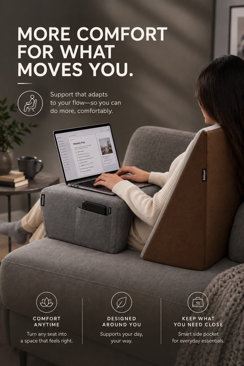 Orthopedic Lap Desk Pillow Combo for Work & Reading Relaxer