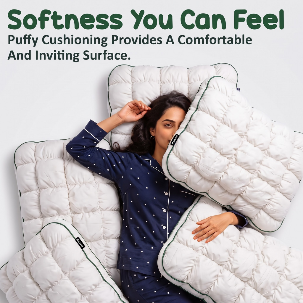 Orthopedic Memory Foam Plush Pod Pillow For Side, Back & Stomach Sleepers Relaxer