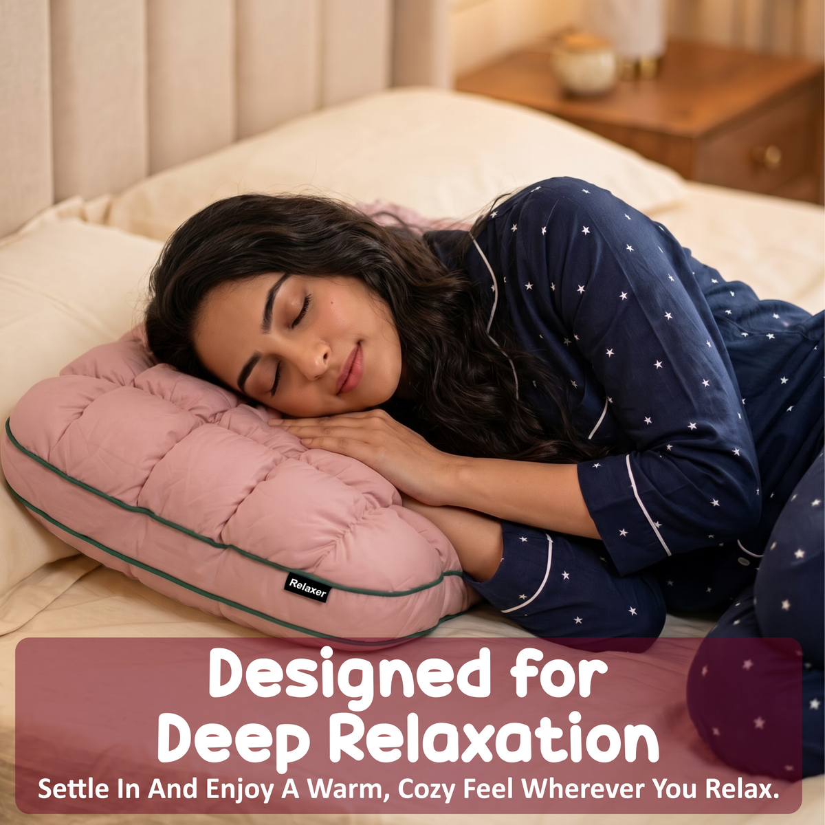 Orthopedic Memory Foam Plush Pod Pillow For Side, Back & Stomach Sleepers Relaxer