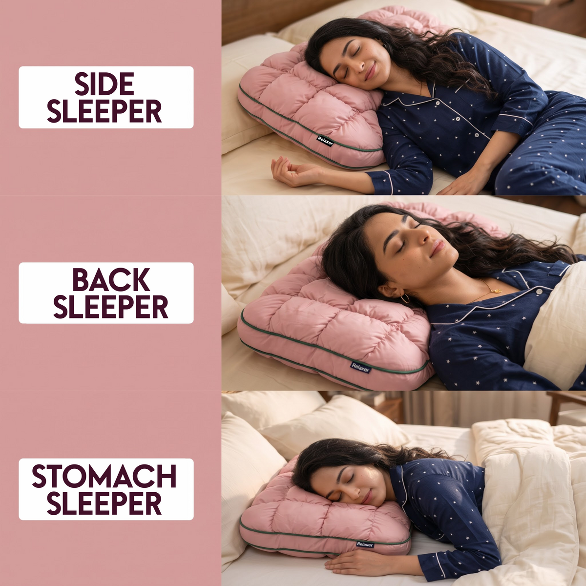 Orthopedic Memory Foam Plush Pod Pillow For Side, Back & Stomach Sleepers Relaxer