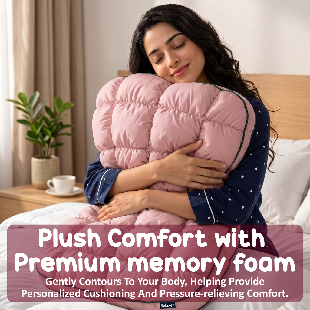 Orthopedic Memory Foam Plush Pod Pillow For Side, Back & Stomach Sleepers Relaxer
