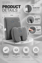 Orthopedic Memory Foam Seat & Back Cushion Set Relaxer