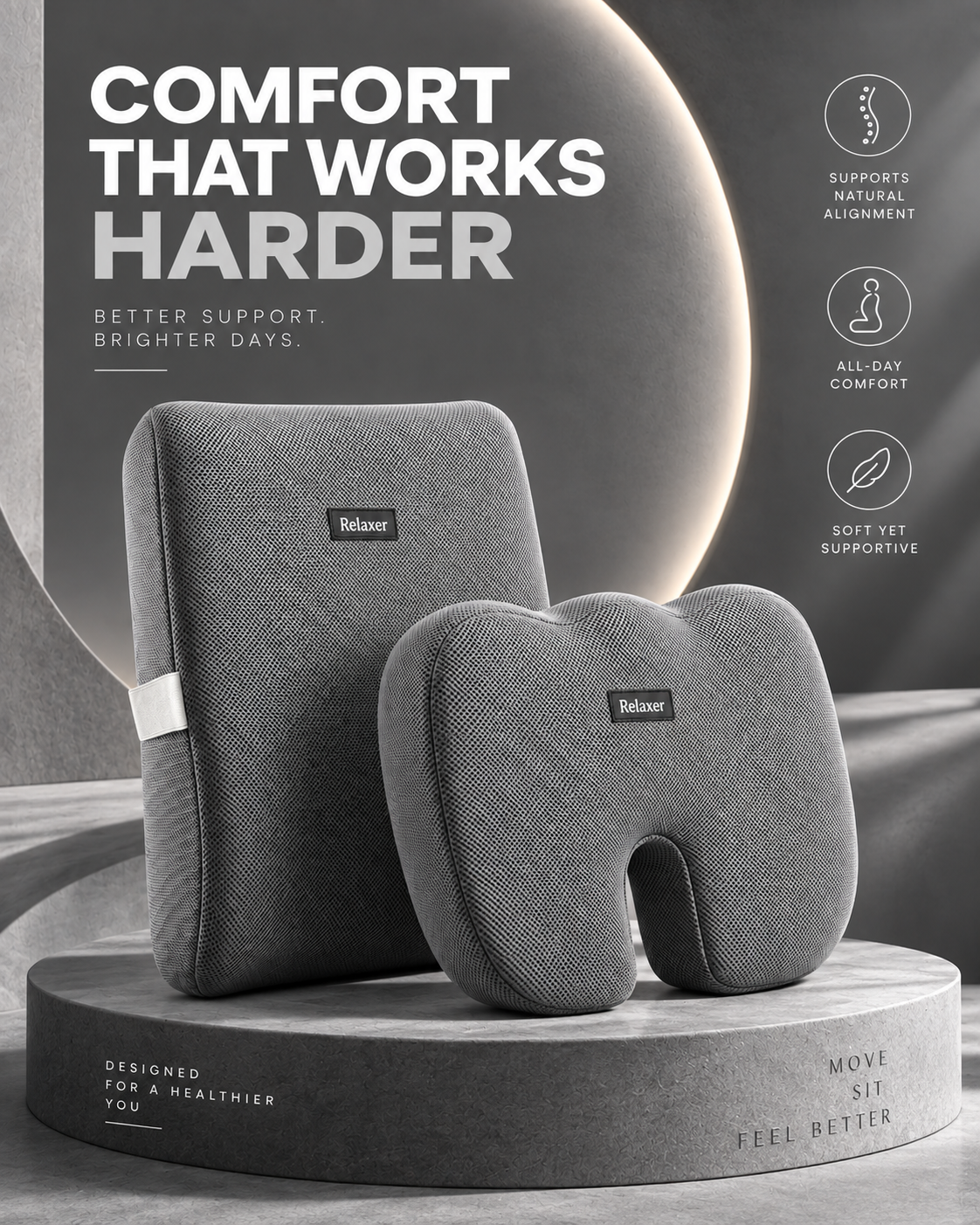Orthopedic Memory Foam Seat & Back Cushion Set Relaxer