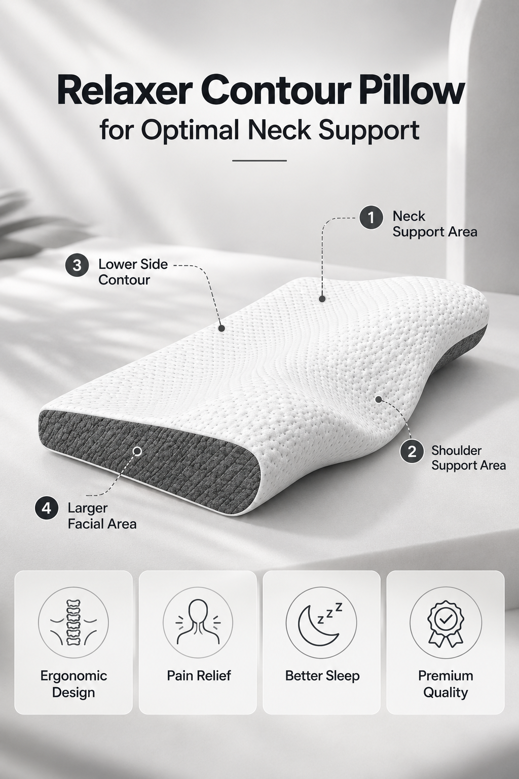 Orthopedic Neck Shoulder Plus Pillow for Pain Relief Relaxer