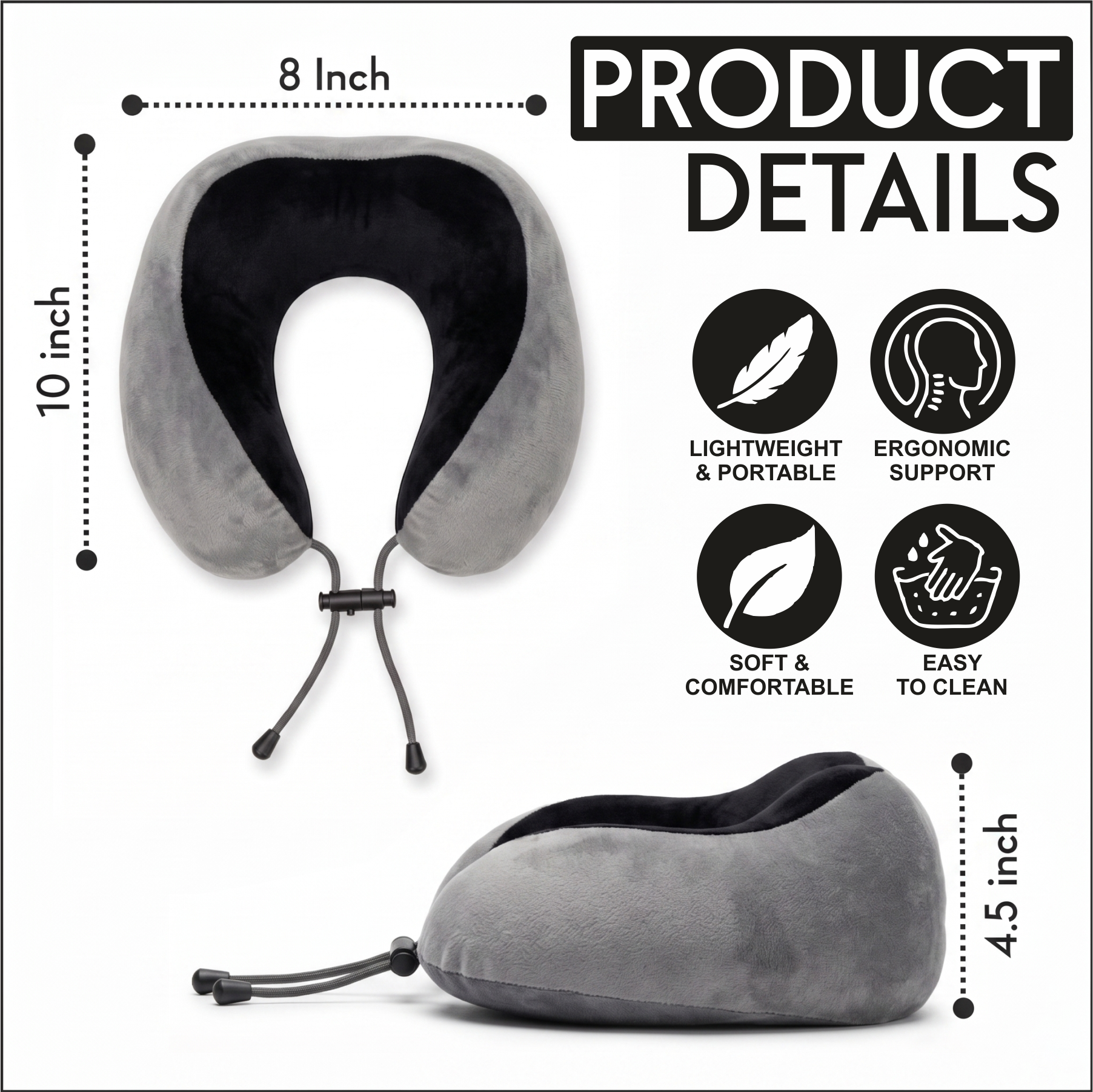 Relaxer Travel Neck Pillow - Grey - Image 2