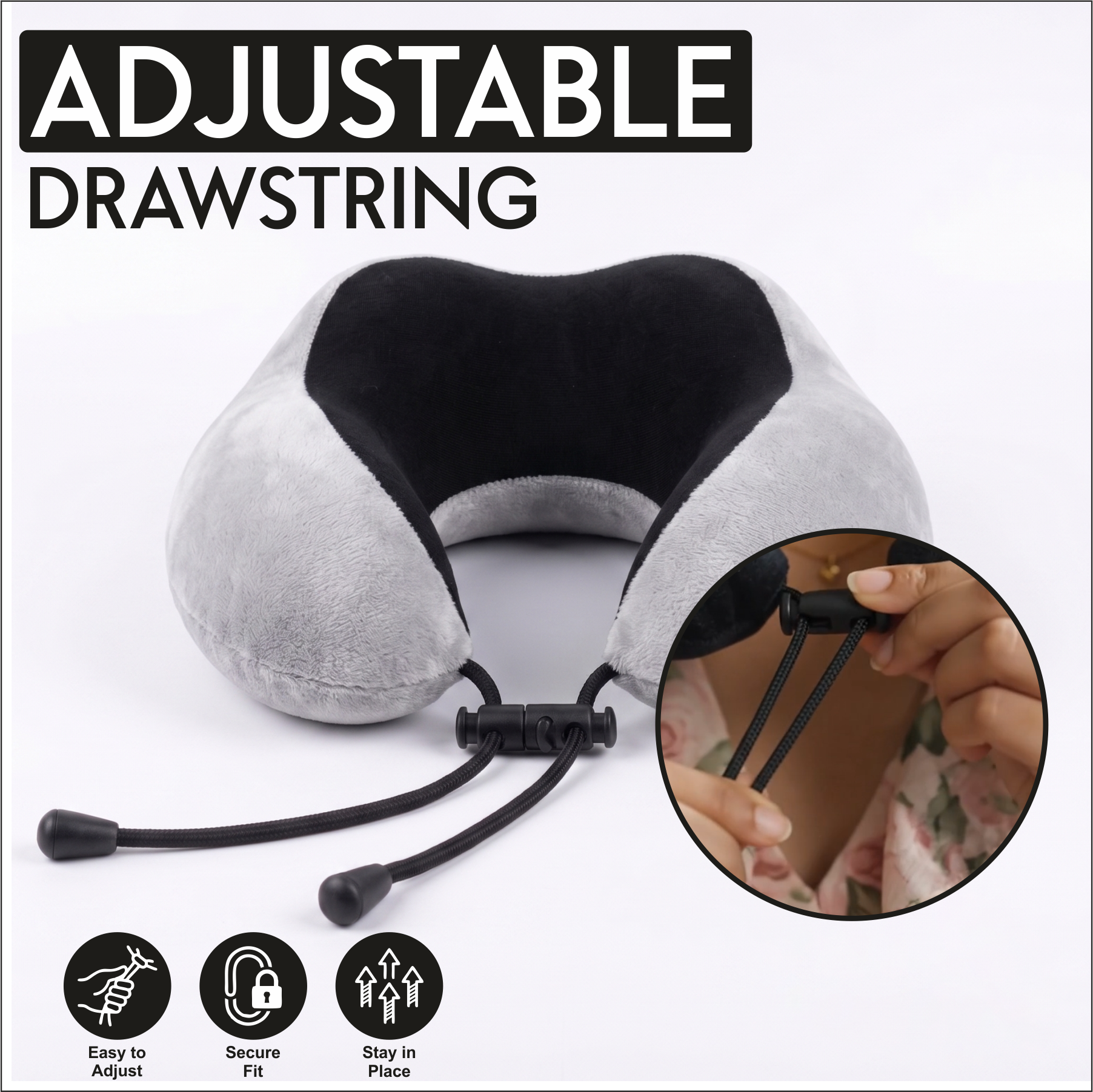 Relaxer Travel Neck Pillow - Grey - Image 3