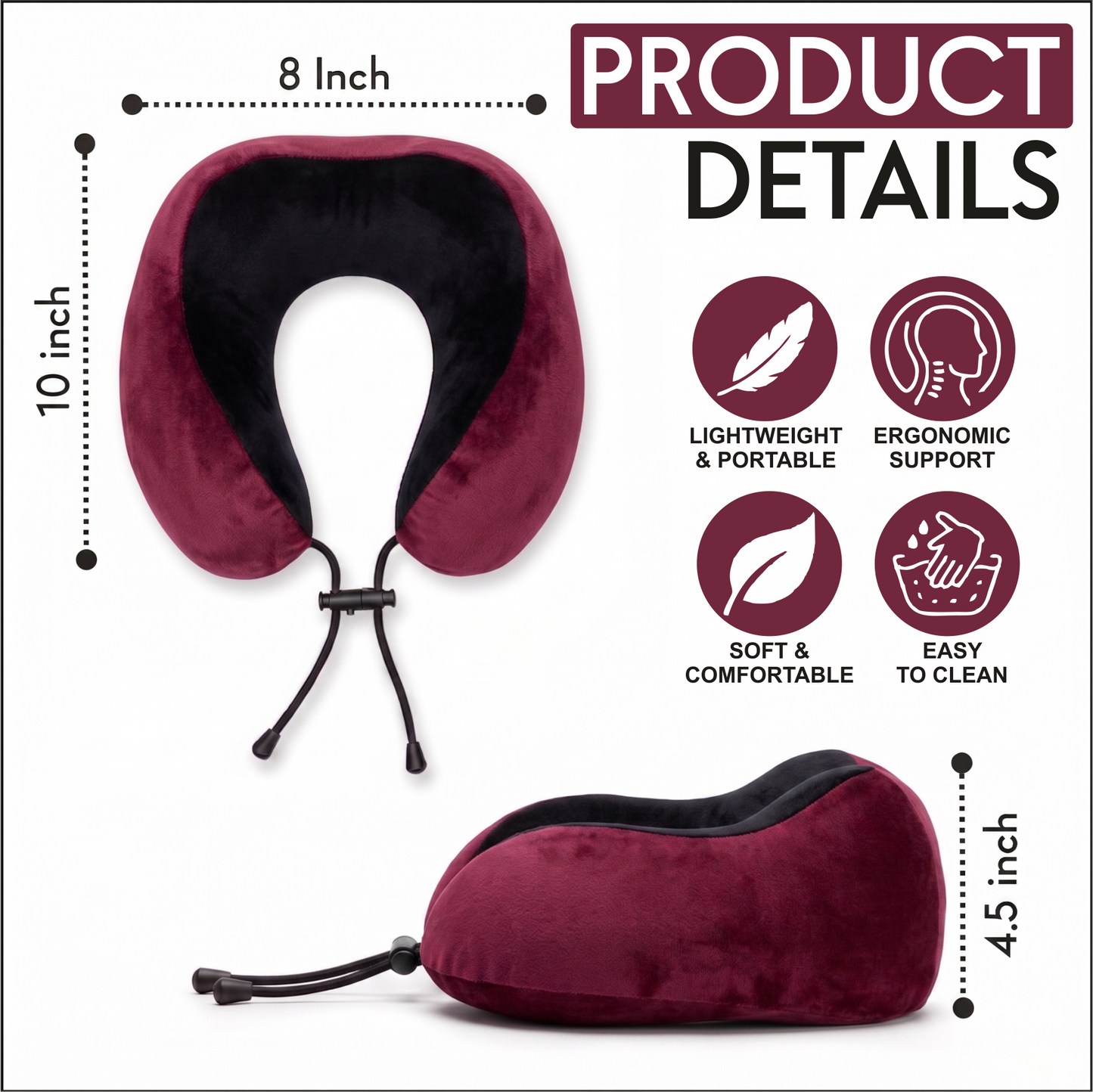 Relaxer Travel Neck Pillow - Wine - Image 2