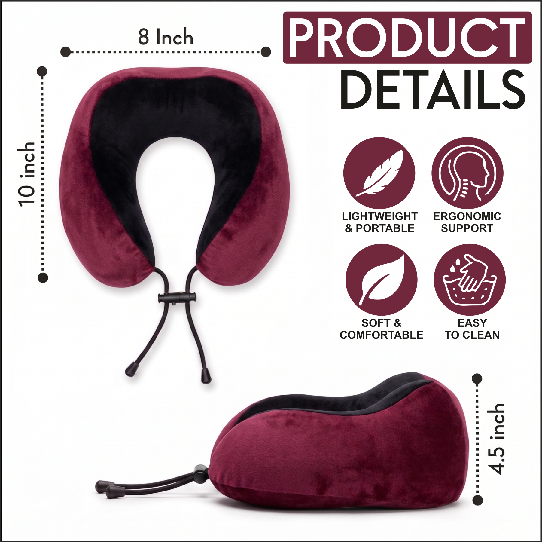 Relaxer Travel Neck Pillow - Wine - Image 2