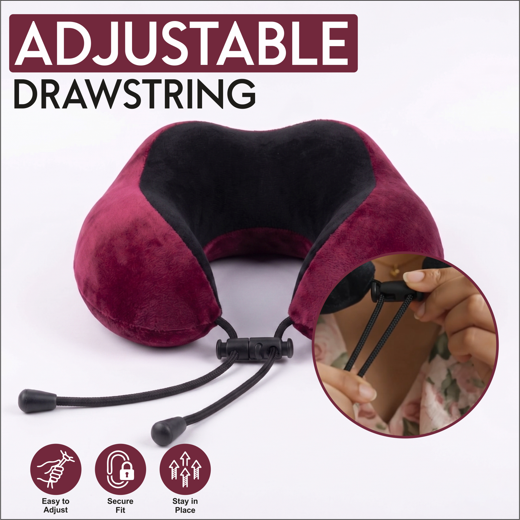 Relaxer Travel Neck Pillow - Wine - Image 3