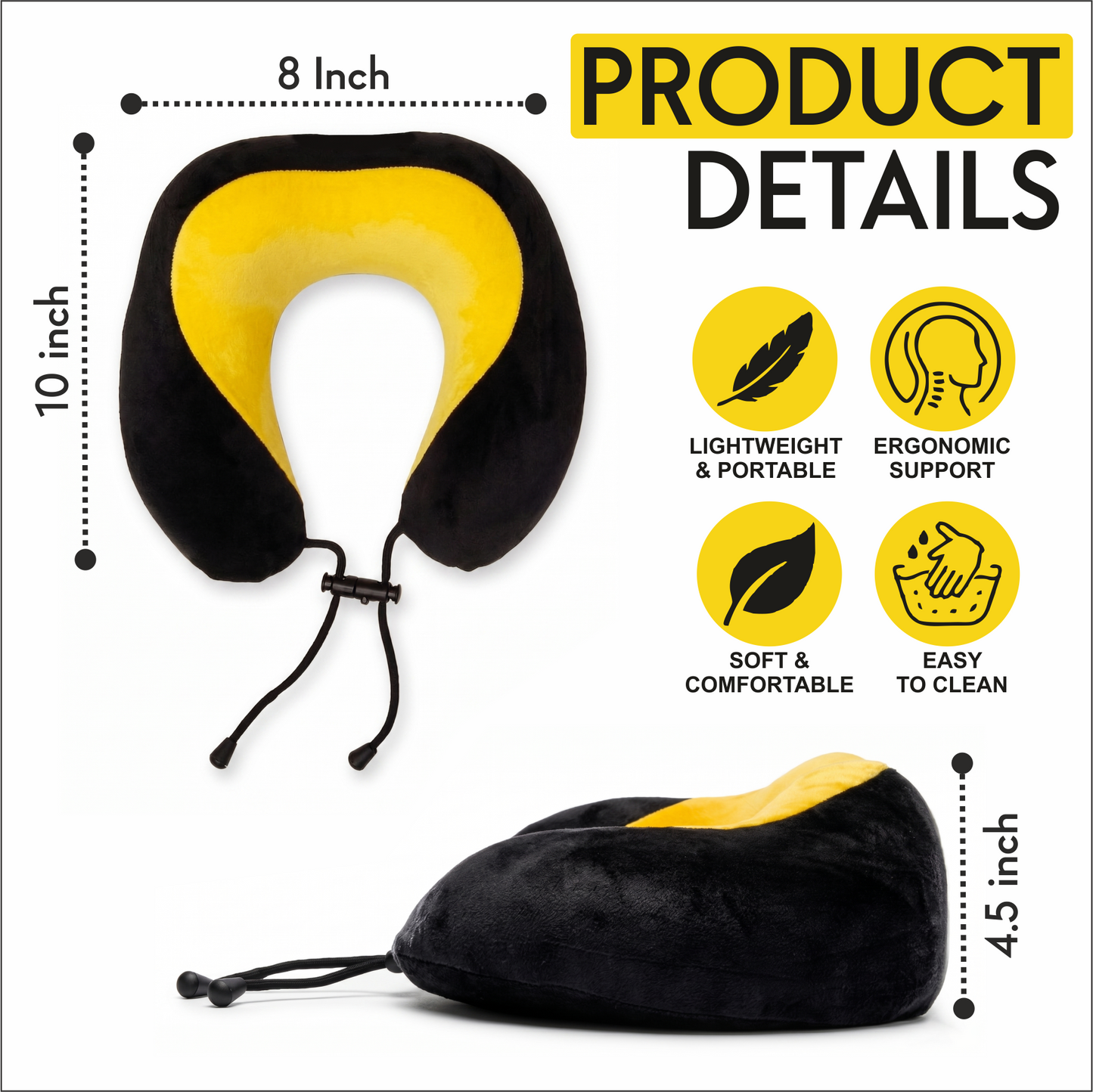Relaxer Travel Neck Pillow - Yellow - Image 2