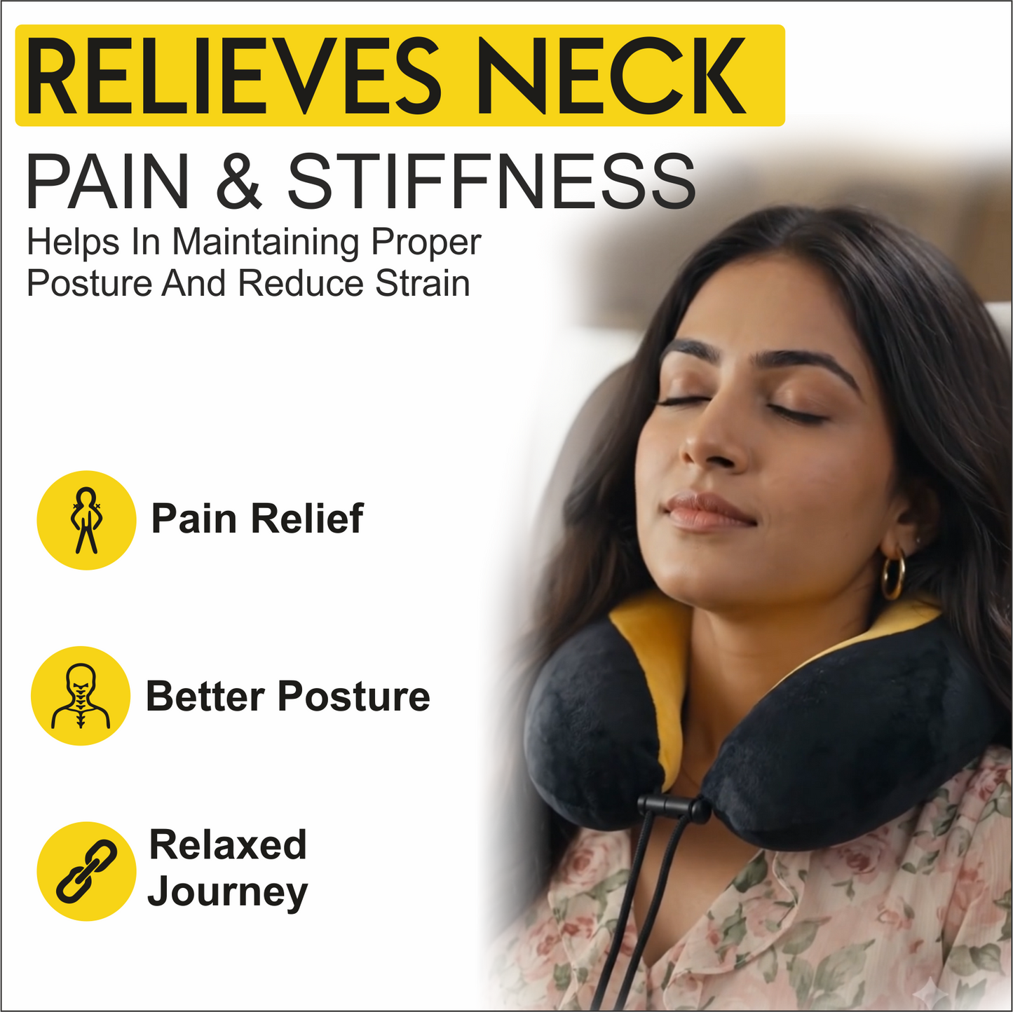 Relaxer Travel Neck Pillow - Yellow - Image 4