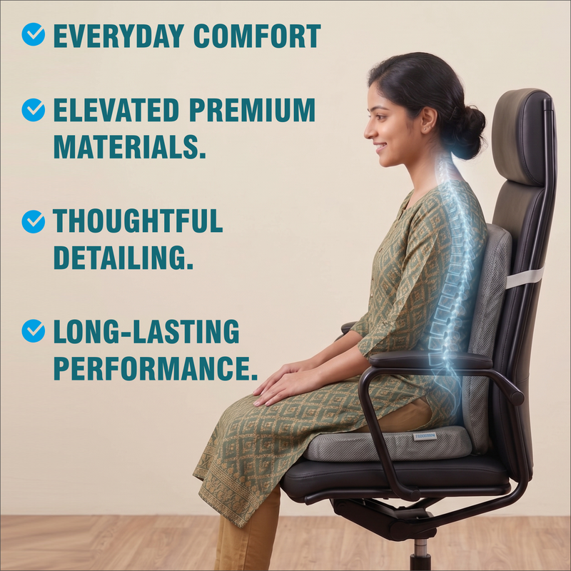 Versatile & Office-Friendly: Perfect for office chairs, car seats, or home use, featuring adjustable straps and a non-slip base to ensure the cushions stay securely in place.