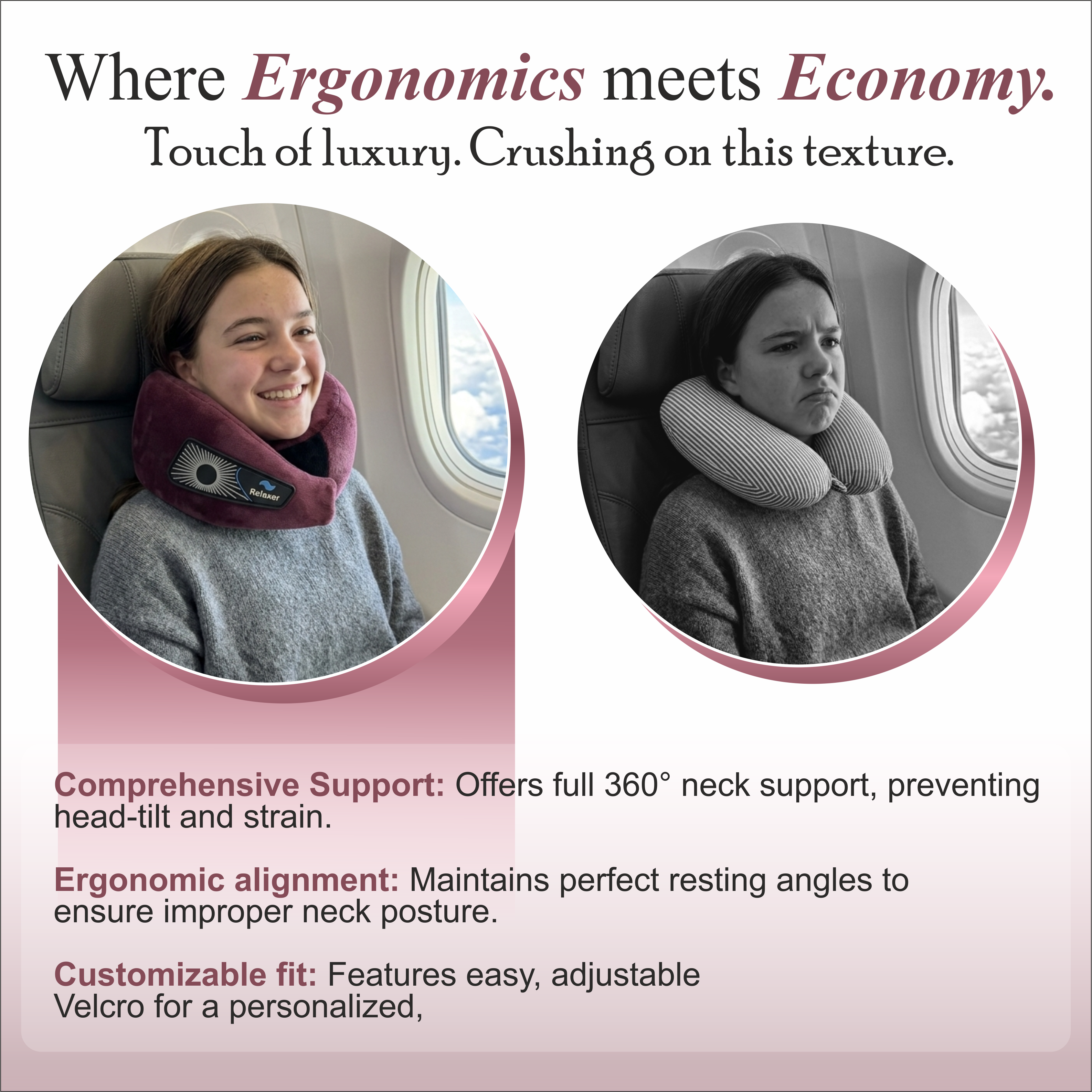 360° Adjustable Travel Neck Pillow with Chin Support