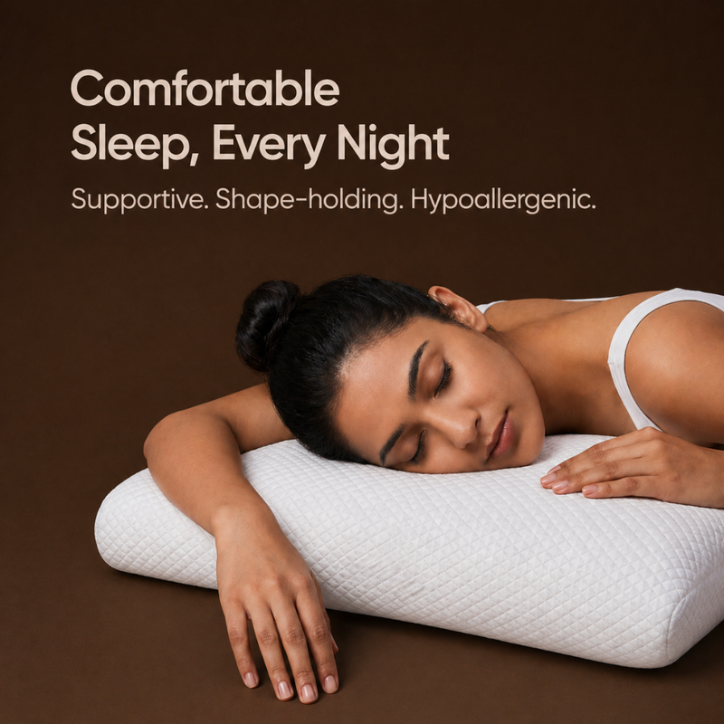 Pain Relief: Contoured memory foam supports your natural cervical curve.