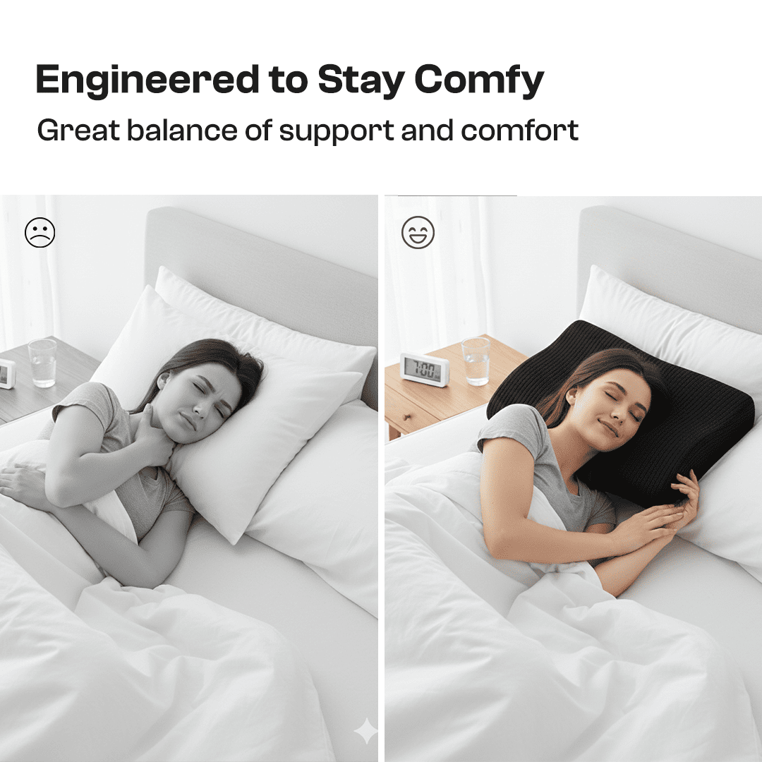 Contour Memory Foam Pillow | Big Neck Support Pillow | Deep Sleep & Spine Alignment Essential