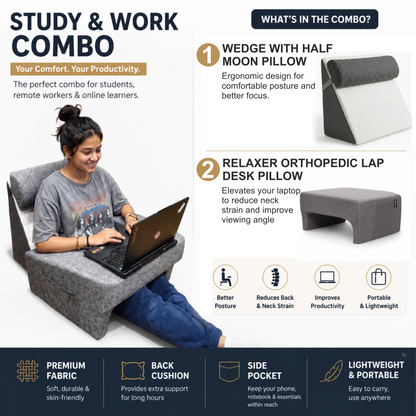 Relaxer Bed Wedge Pillow & Orthopedic Lap Desk Set