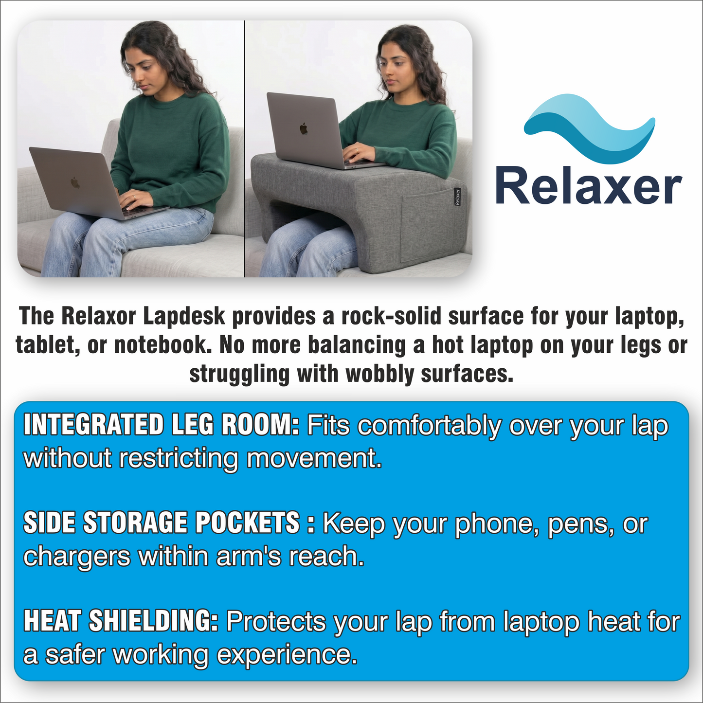 Relaxer Orthopedic Lap Desk Pillow Combo