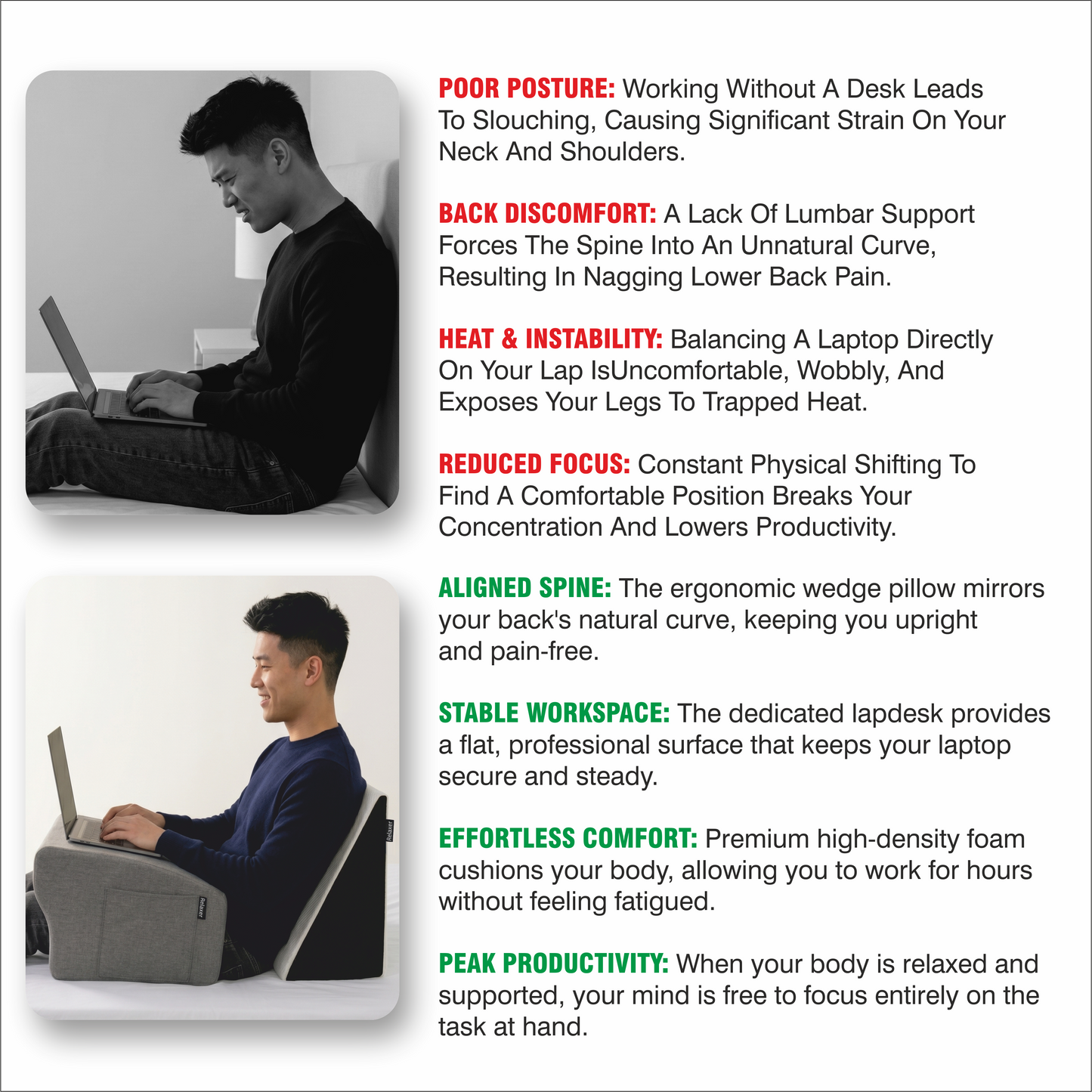 Relaxer Orthopedic Lap Desk Pillow Combo
